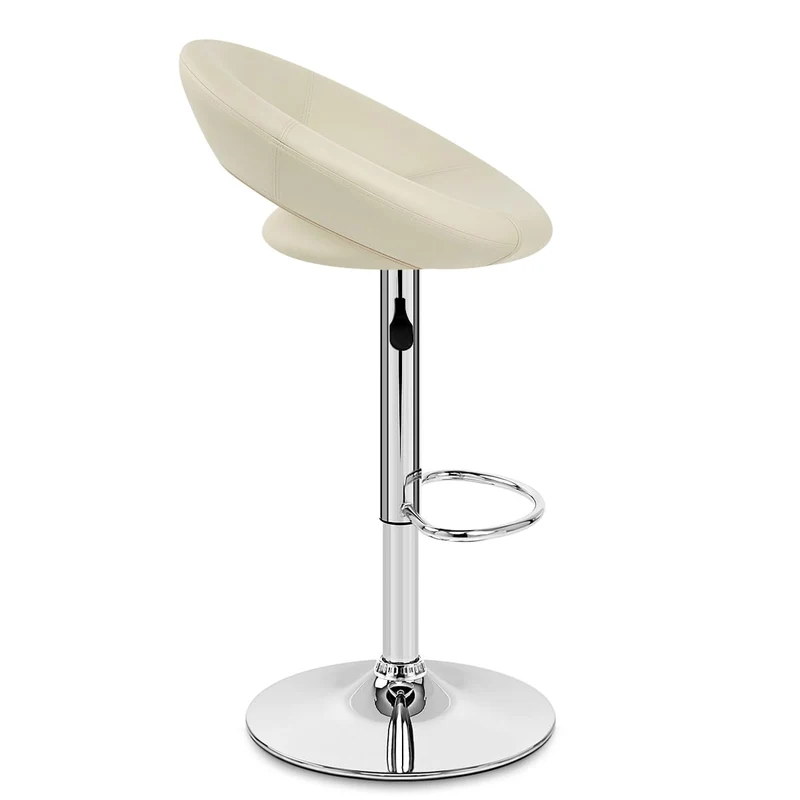 Chaise de Bar Faux Cuir Chrome - Crescent Matelassé Crème