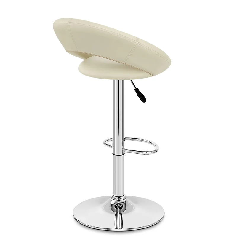 Chaise de Bar Faux Cuir Chrome - Crescent Matelassé Crème