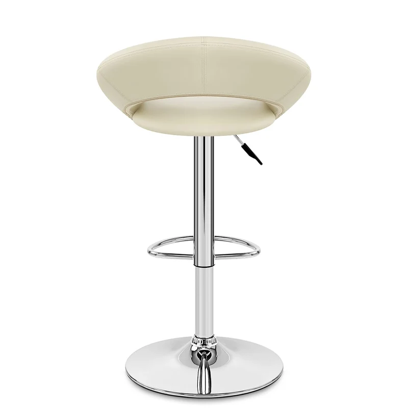 Chaise de Bar Faux Cuir Chrome - Crescent Matelassé Crème