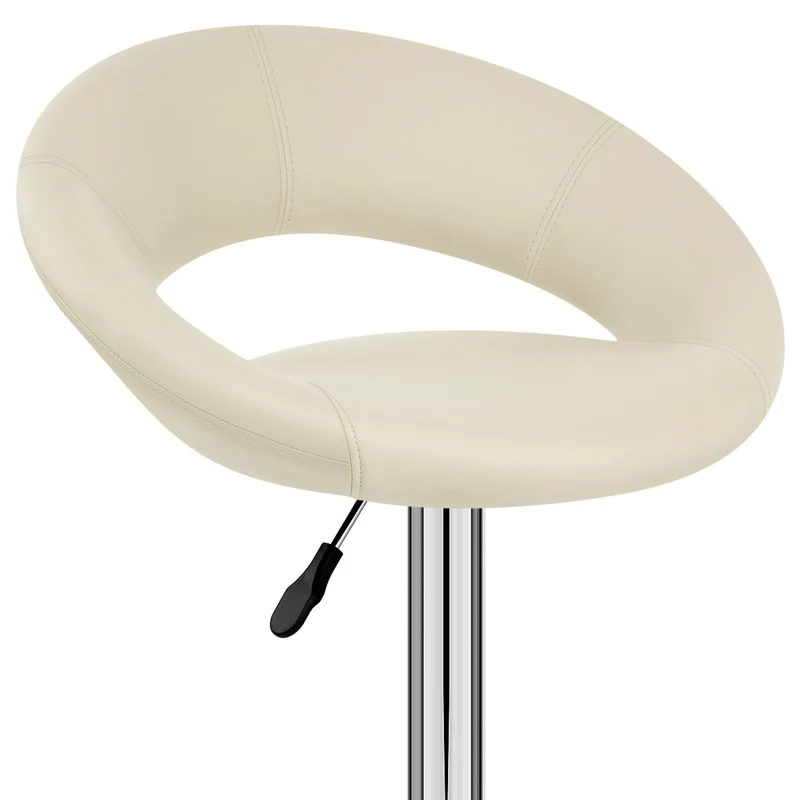 Chaise de Bar Faux Cuir Chrome - Crescent Matelassé Crème