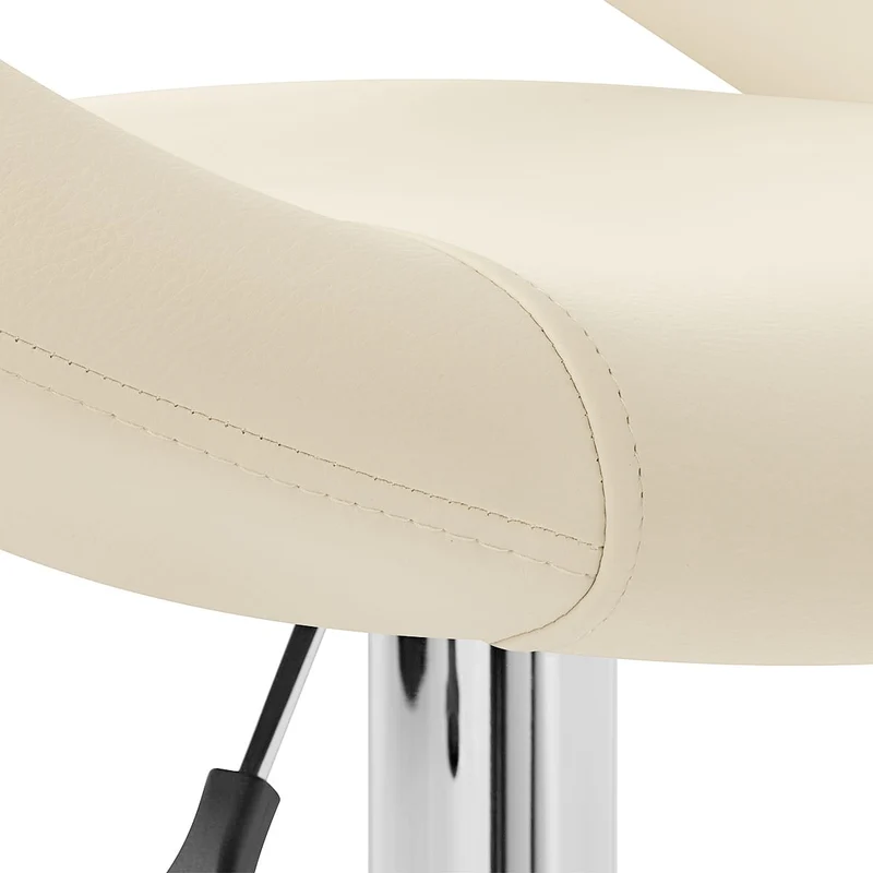 Chaise de Bar Faux Cuir Chrome - Crescent Matelassé Crème