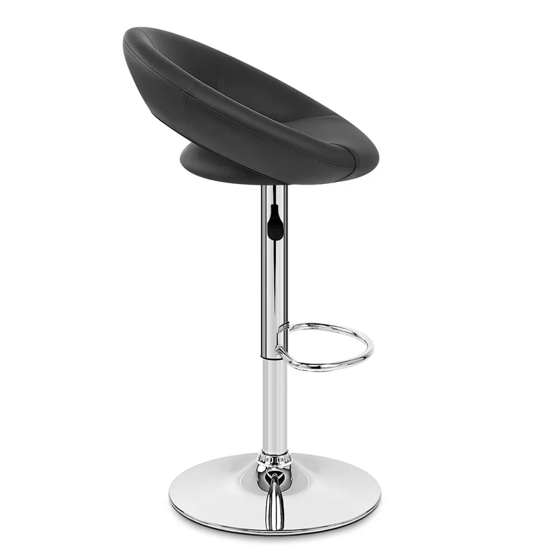 Chaise de Bar Faux Cuir Chrome - Crescent Matelassé Noir