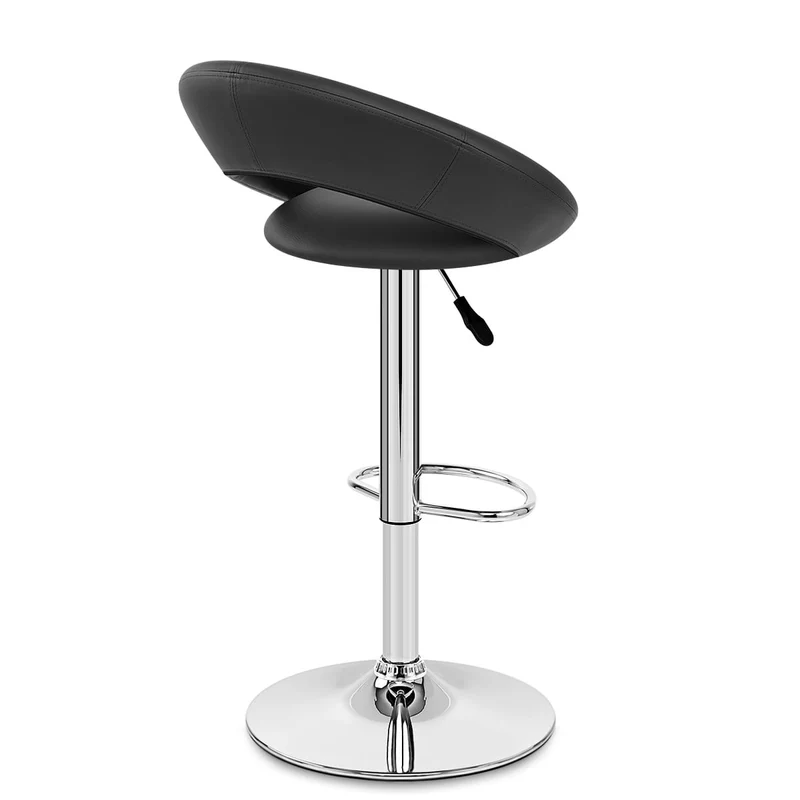 Chaise de Bar Faux Cuir Chrome - Crescent Matelassé Noir