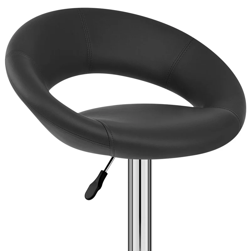 Chaise de Bar Faux Cuir Chrome - Crescent Matelassé Noir