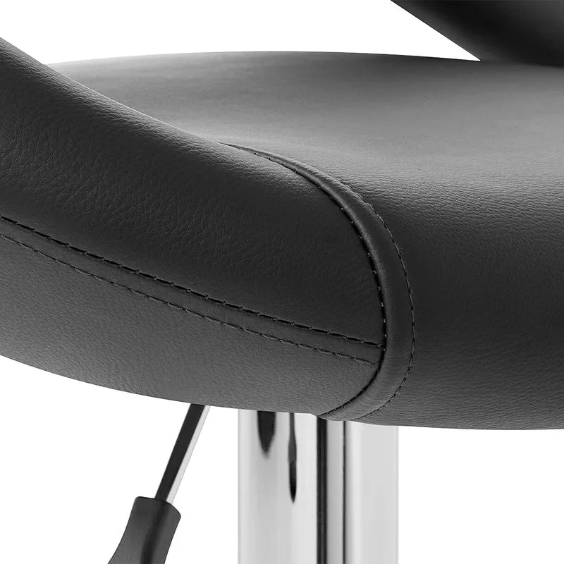 Chaise de Bar Faux Cuir Chrome - Crescent Matelassé Noir