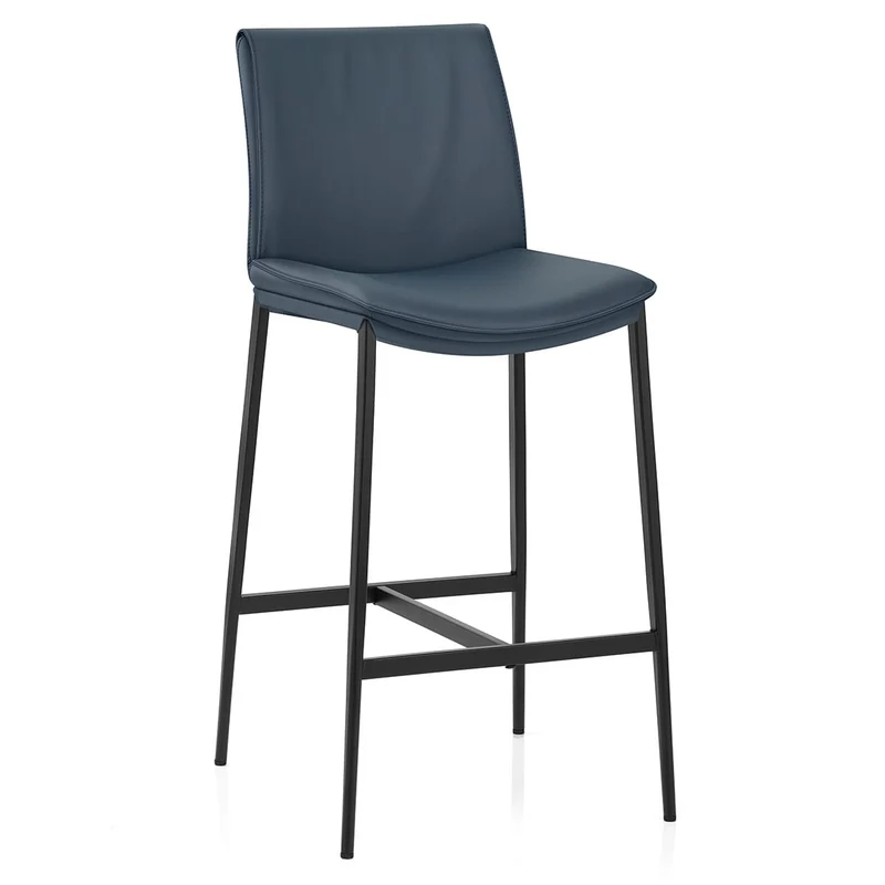 Tabouret Cuir Veritable - Addison Bleu