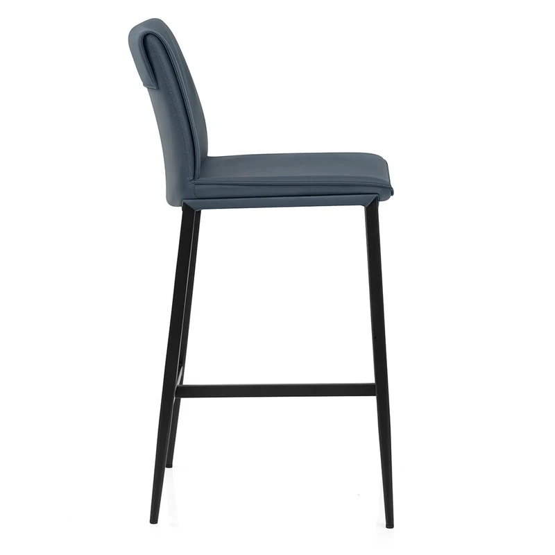 Tabouret Cuir Veritable - Addison Bleu