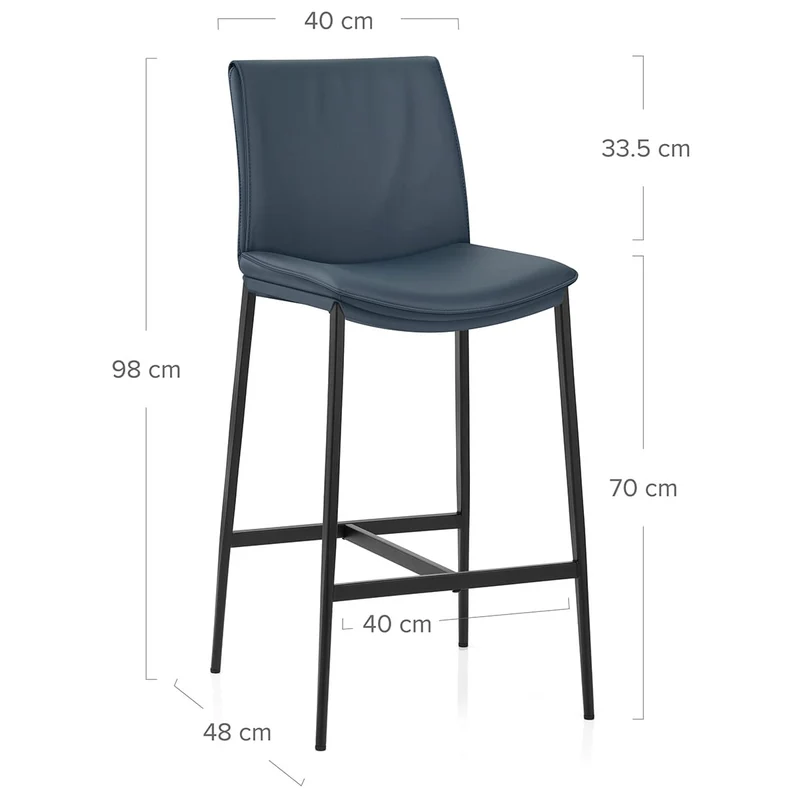 Tabouret Cuir Veritable - Addison Bleu