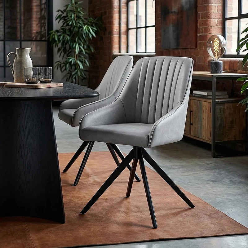 Chaise Faux Cuir - Amelia Gris