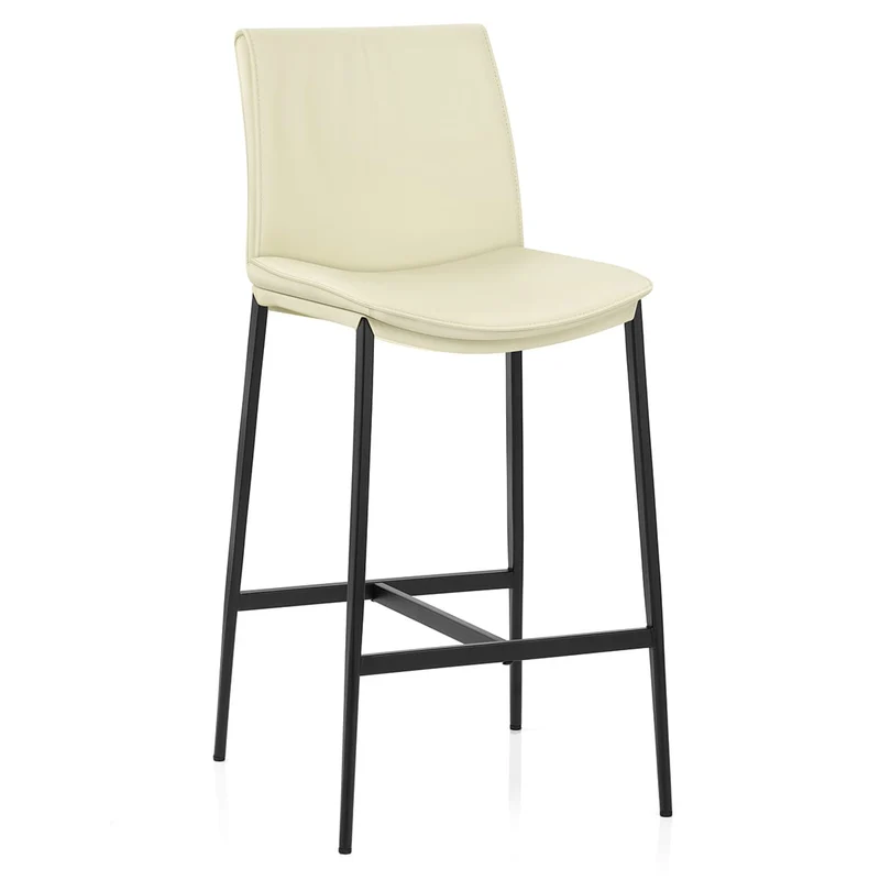 Tabouret Cuir Veritable - Addison Crème