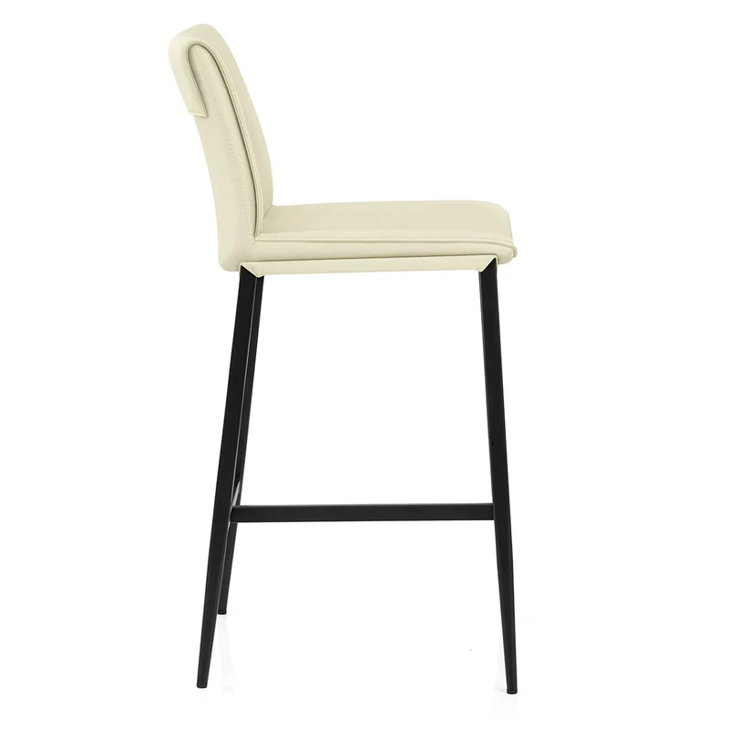 Tabouret Cuir Veritable - Addison Crème