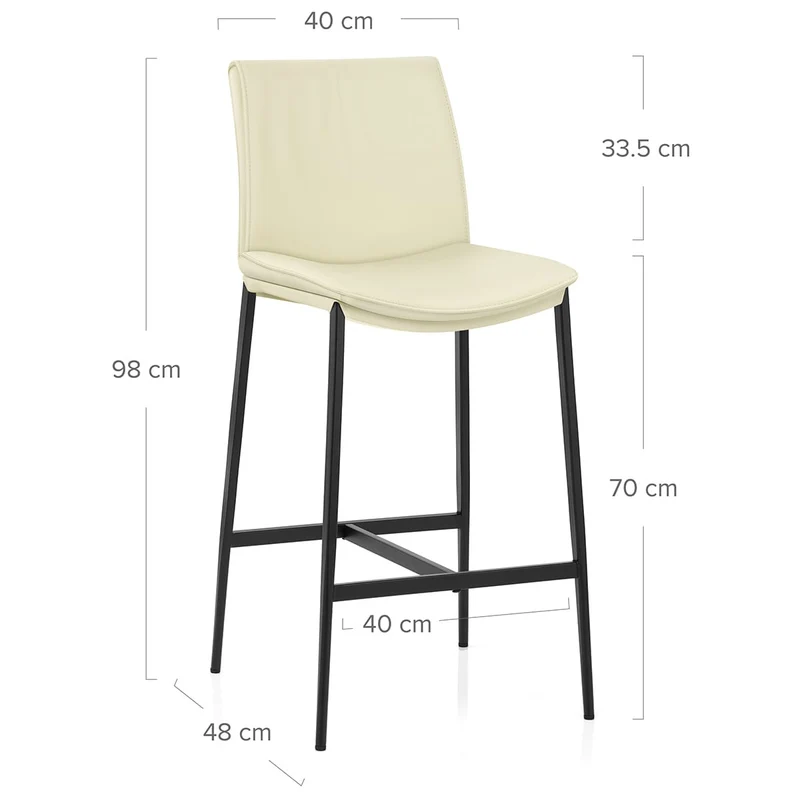 Tabouret Cuir Veritable - Addison Crème