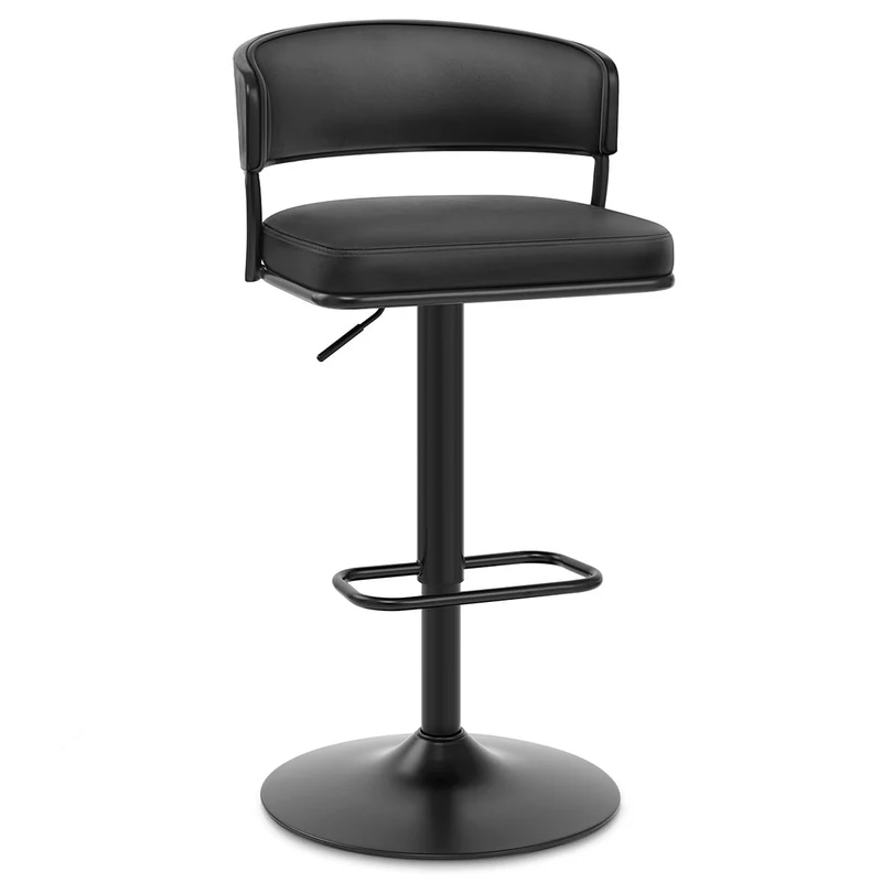 Tabouret Cuir Véritable - Alexa Noir