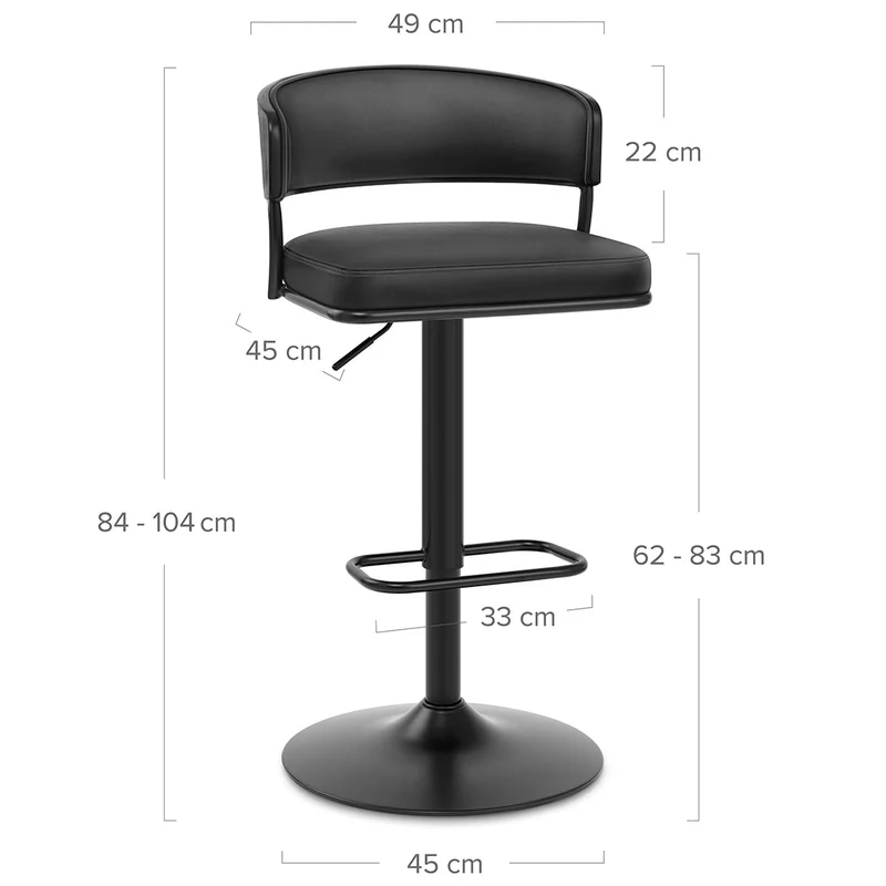 Tabouret Cuir Véritable - Alexa Noir