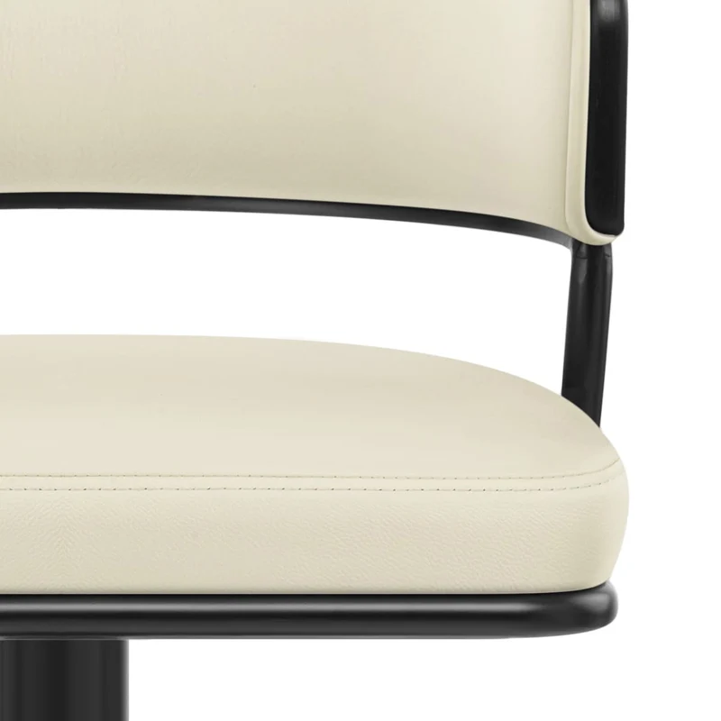 Tabouret Cuir Véritable - Alexa Crème