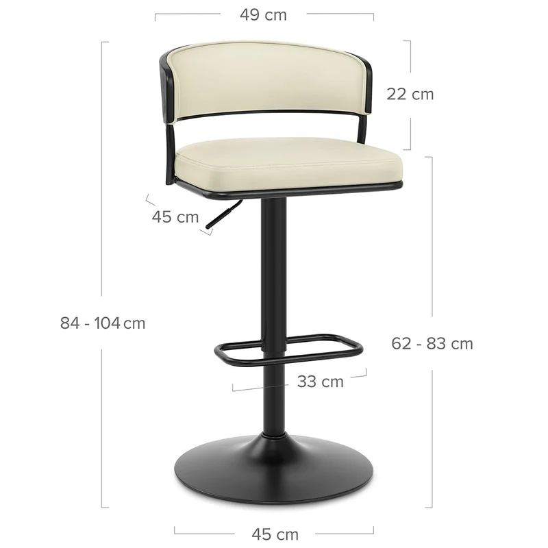 Tabouret Cuir Véritable - Alexa Crème