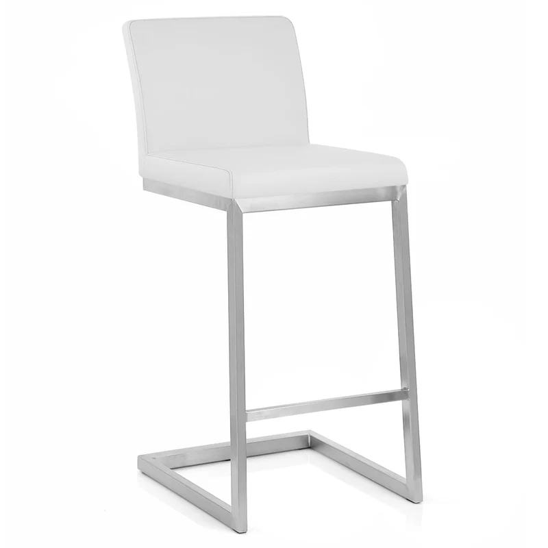 Tabouret Faux Cuir Chrome Brossé - Ace Blanc