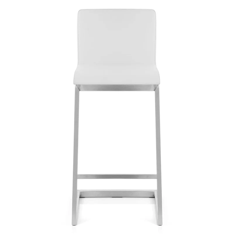 Tabouret Faux Cuir Chrome Brossé - Ace Blanc
