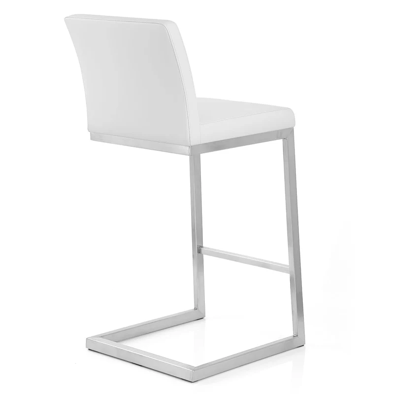 Tabouret Faux Cuir Chrome Brossé - Ace Blanc