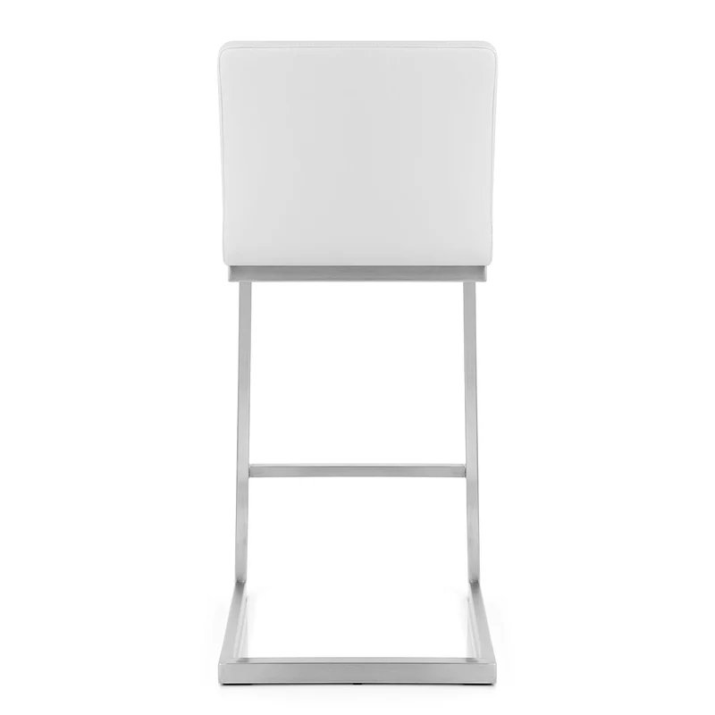 Tabouret Faux Cuir Chrome Brossé - Ace Blanc