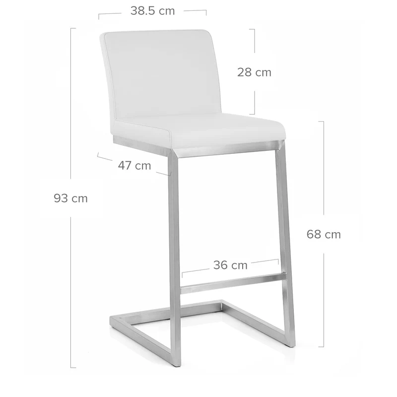 Tabouret Faux Cuir Chrome Brossé - Ace Blanc