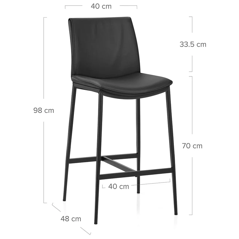 Tabouret Cuir Veritable - Addison Noir