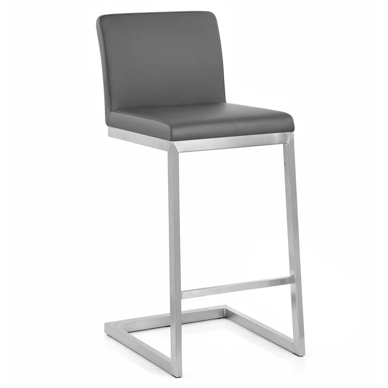 Tabouret Faux Cuir Chrome Brossé - Ace Gris