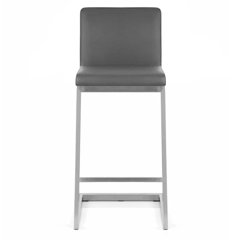 Tabouret Faux Cuir Chrome Brossé - Ace Gris