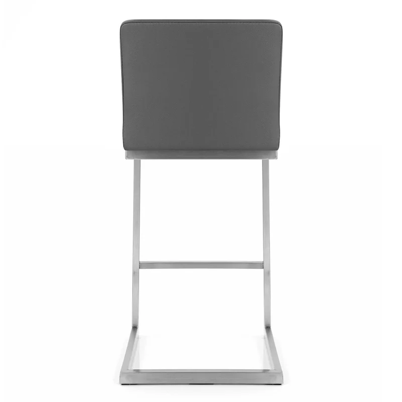 Tabouret Faux Cuir Chrome Brossé - Ace Gris