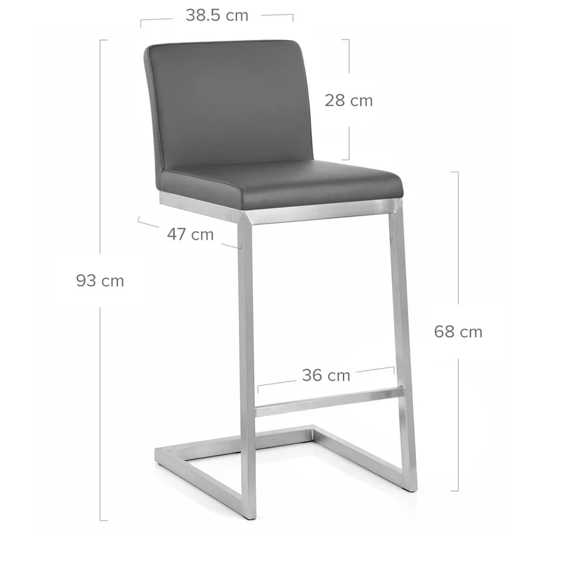 Tabouret Faux Cuir Chrome Brossé - Ace Gris