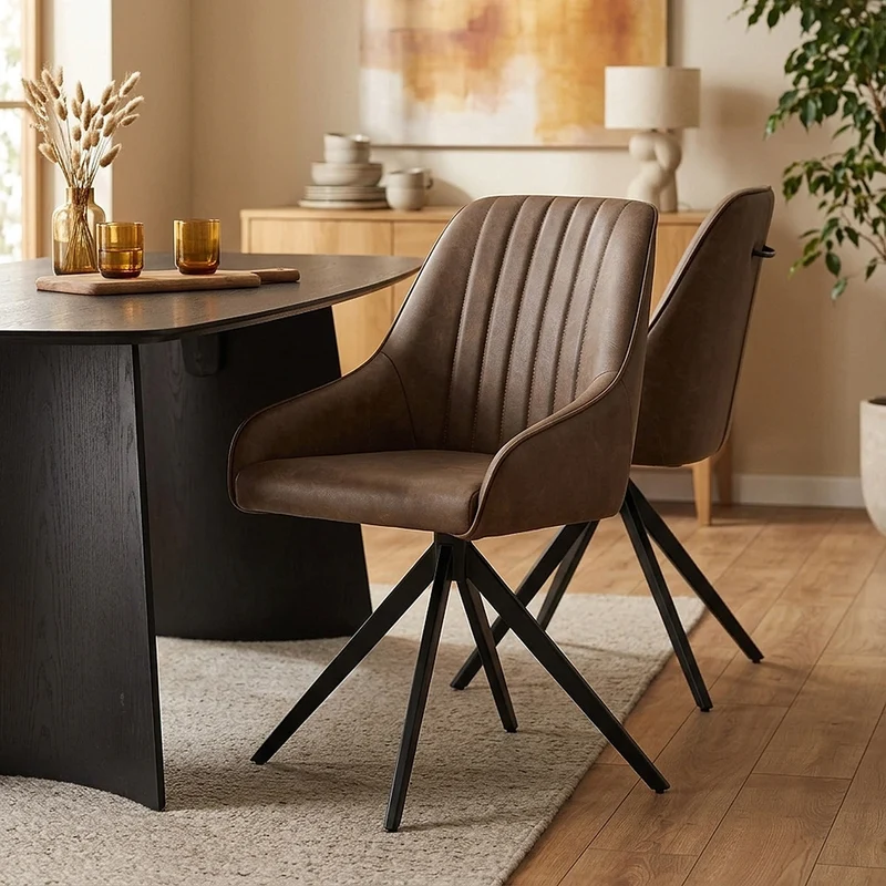 Chaise Faux Cuir - Amelia Marron