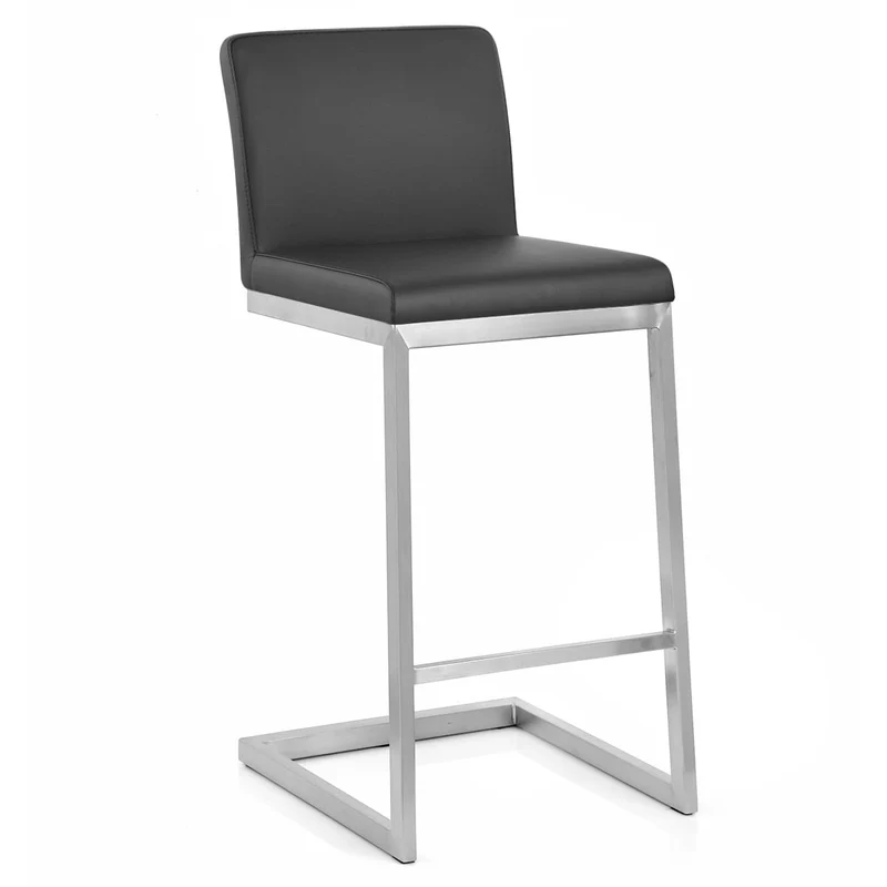Tabouret Faux Cuir Chrome Brossé - Ace Noir