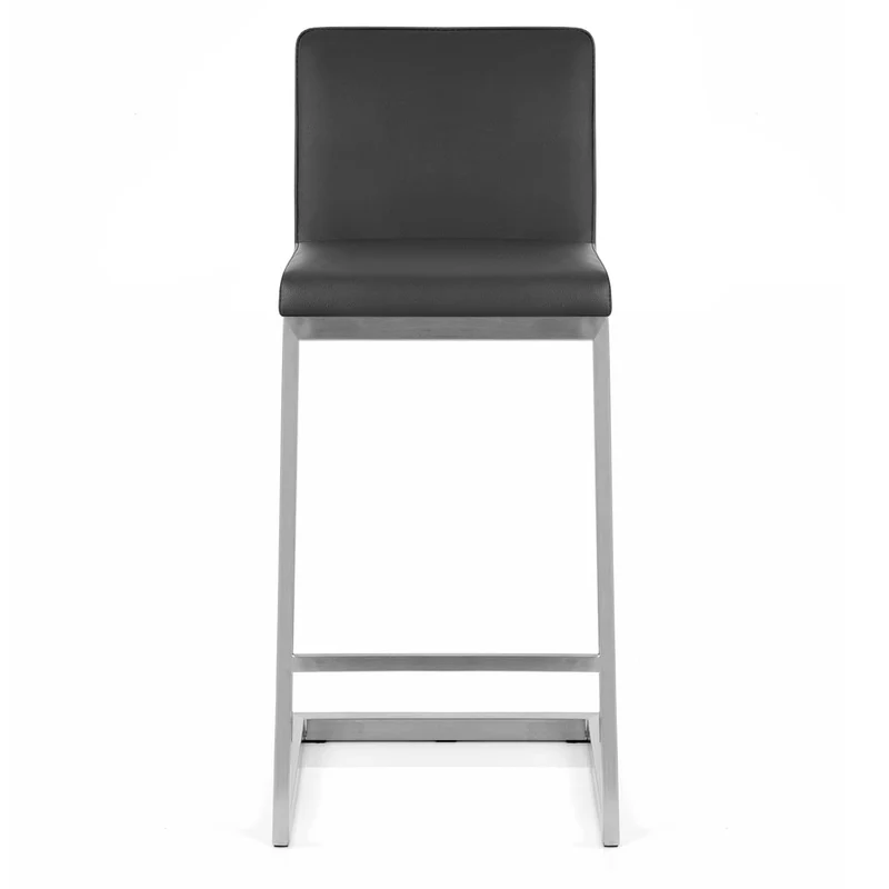 Tabouret Faux Cuir Chrome Brossé - Ace Noir