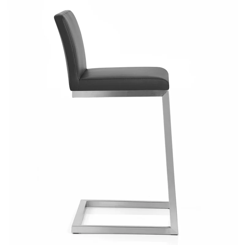 Tabouret Faux Cuir Chrome Brossé - Ace Noir