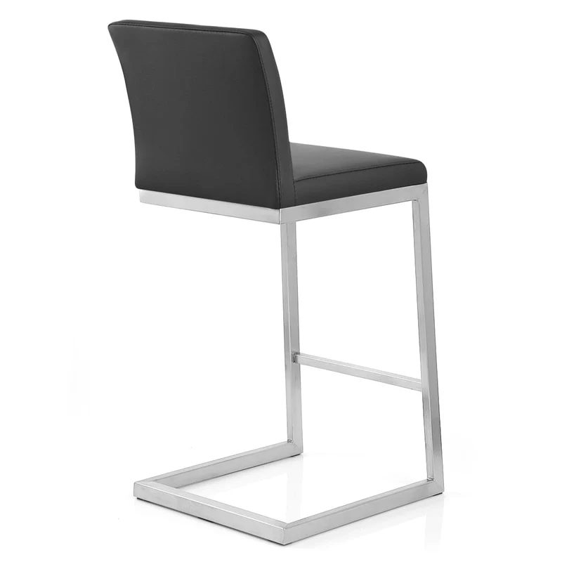 Tabouret Faux Cuir Chrome Brossé - Ace Noir