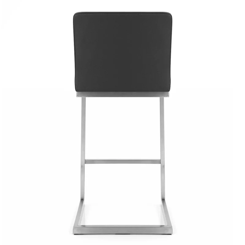 Tabouret Faux Cuir Chrome Brossé - Ace Noir