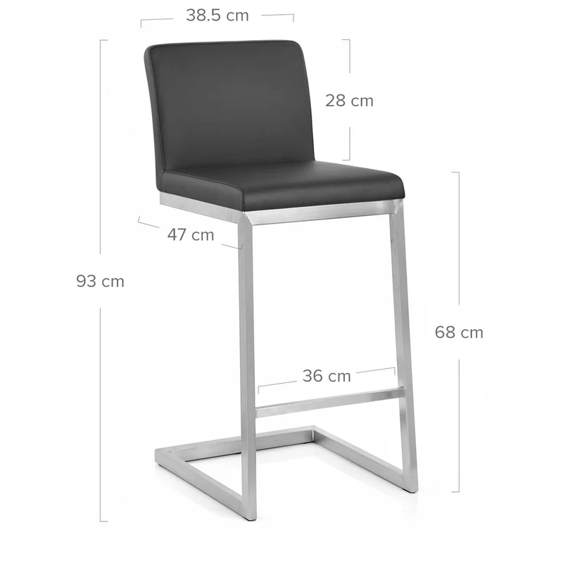 Tabouret Faux Cuir Chrome Brossé - Ace Noir