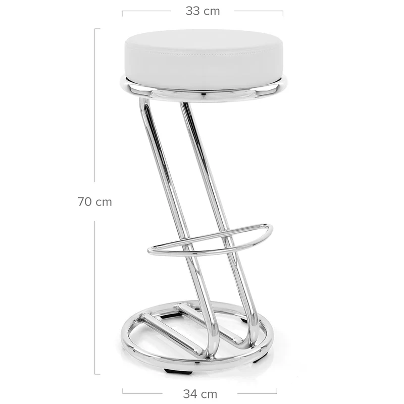 Tabouret Faux Cuir Chrome - Zaza Blanc