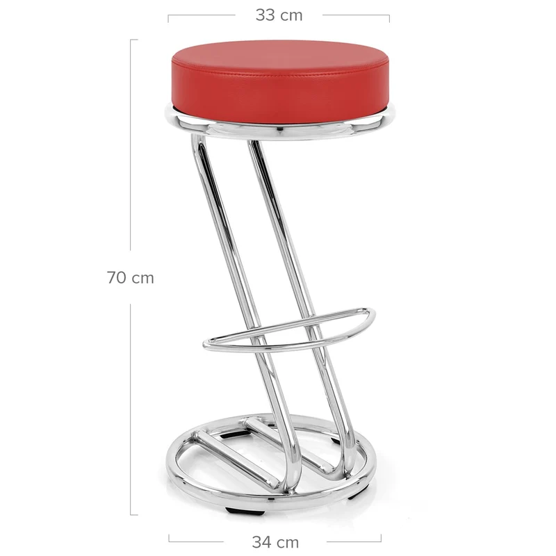 Tabouret Faux Cuir Chrome - Zaza Rouge