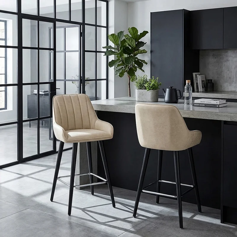 Tabouret de Bar Faux Cuir - Rosa Crème