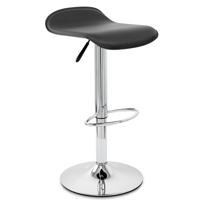 Chaise de Bar Faux Cuir Chrome - Zars Noir