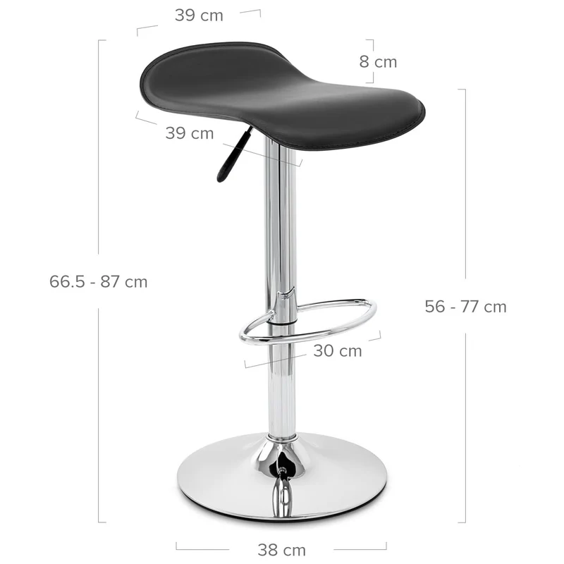 Chaise de Bar Faux Cuir Chrome - Zars Noir