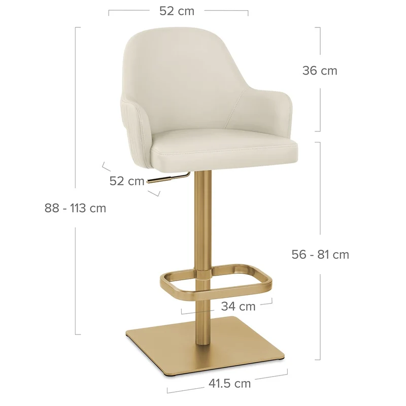 Tabouret de bar doré - Toni Crème