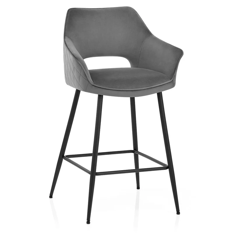 Chaise de bar Velours - Viola Gris