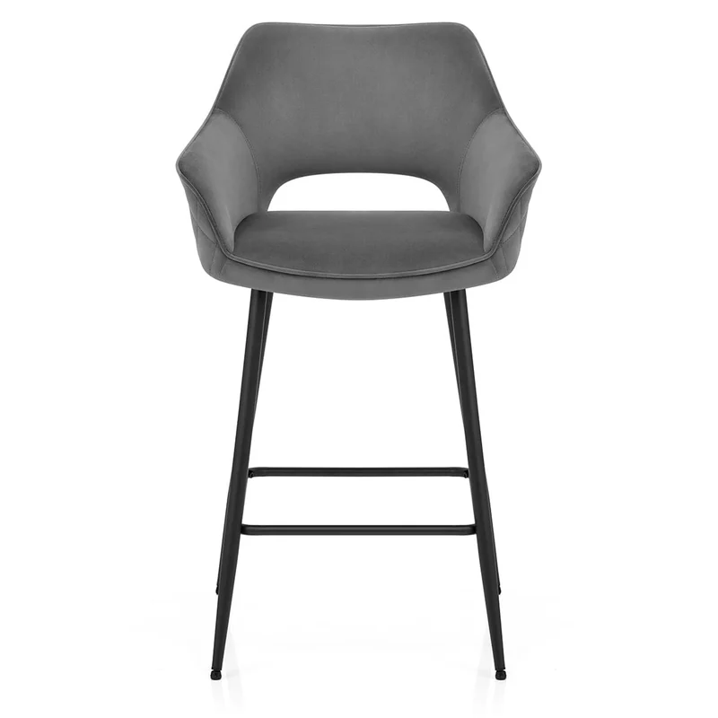 Chaise de bar Velours - Viola Gris