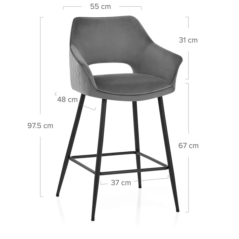 Chaise de bar Velours - Viola Gris