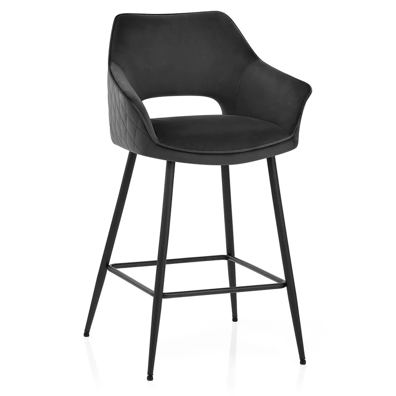 Chaise de bar Velours - Viola Noir