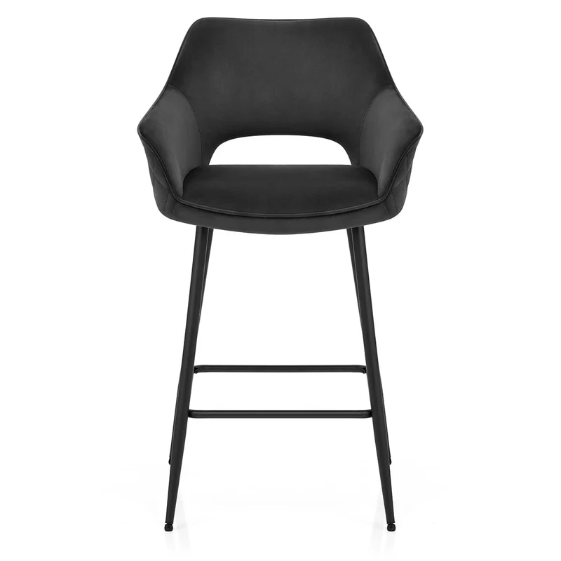 Chaise de bar Velours - Viola Noir