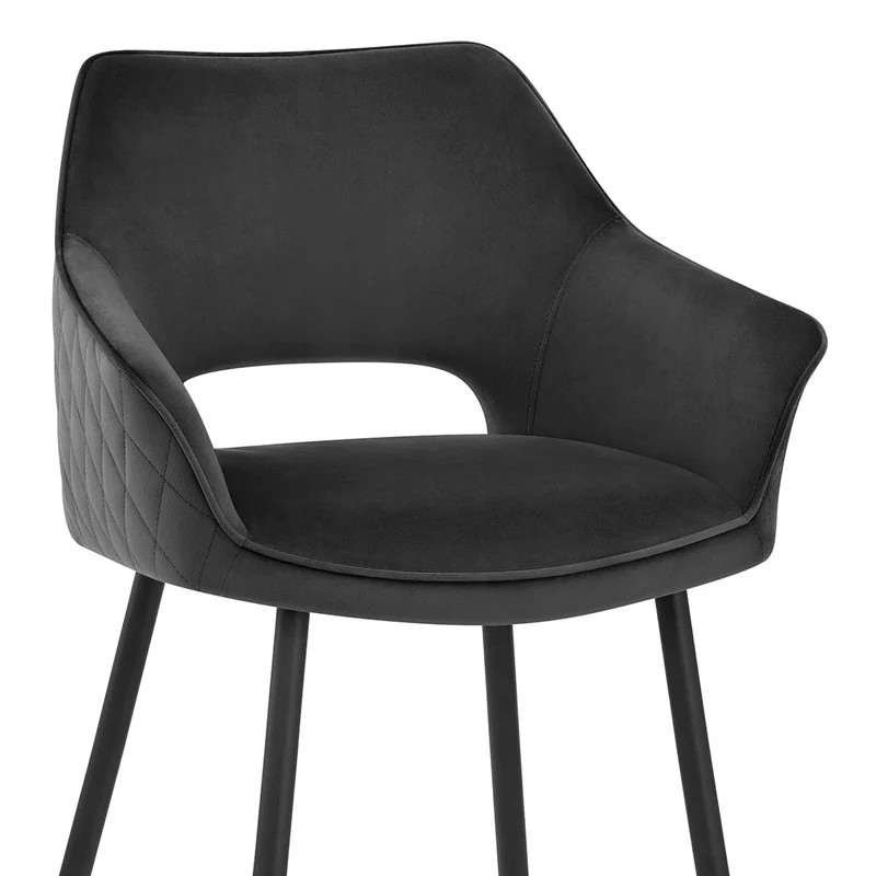 Chaise de bar Velours - Viola Noir
