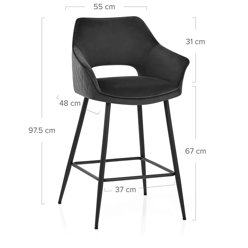 Chaise de bar Velours - Viola Noir